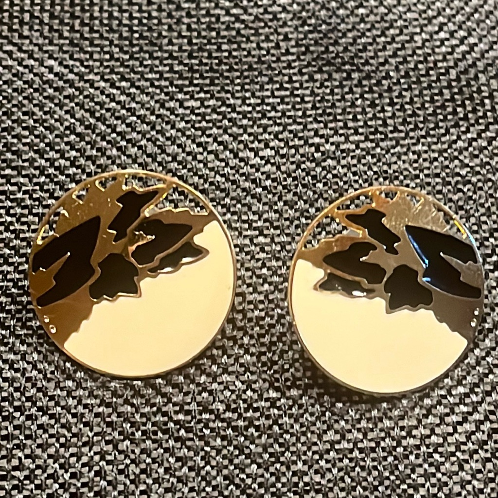 Vintage Edgar Berebi Large Enamel 80s Post Back Earrings